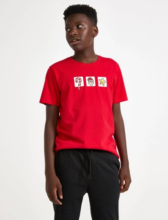 Lindex T Shirt Christmas Print - Red - 170