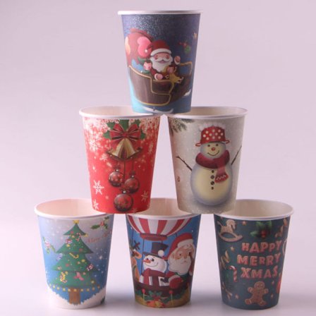 60 Julebord dekorasjoner Ulike mønstre bordarrangement engangs papirkopp tallerken sett party8.5cm