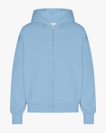 Organic Oversized Zip Hood - Seaside Blue