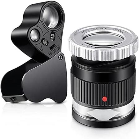 2 stk. Lupeforstørrelsesglas, 30x 60x belyst Lupeforstørrelsesglas med LED-lys Forstørrelsesglas Øje og 30