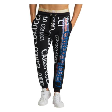 Carlo Colucci Sweatose with logo -deed Conforto Sort, Herre Jogging Bukser, Størrelse: 2XL