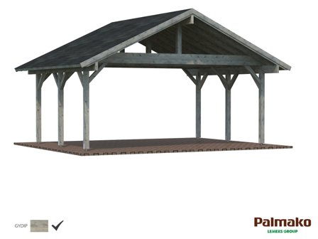 Palmako Robert Carport 28,3 m²/20,6 m², grå impregnerad, Stugor & förråd
