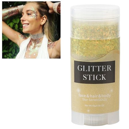 Gull Glitterstift for Kroppen - Chunky Dekorasjon - Perlemorglans Gull Paljetter Glitterstift for Festivalfest