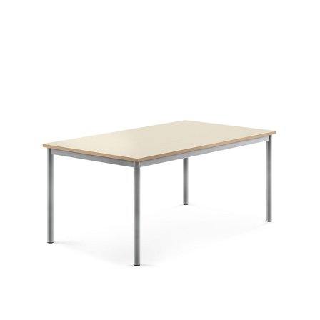 Tisch BORÅS, 1400x800x600 mm, Laminat Birke, alugrau