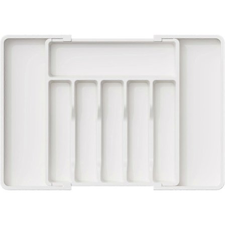 Besticklåda Organisatör, Utdragbar Köksredskapsbricka, BPA-fri Bestickhållare och Bestickbricka, Justerbar Plastförvaring för Skedar, Gafflar och