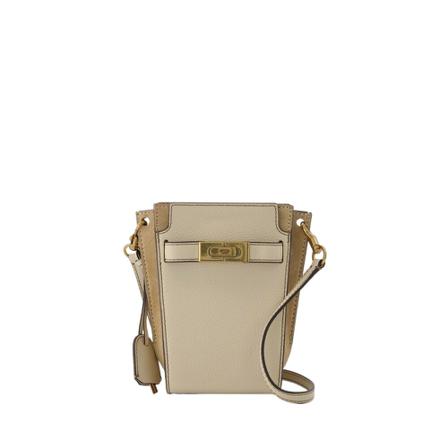 Tory Burch, Lee Radziwill Pebbled Petite Bucket Bag Beżowy, Kobieta, Rozmiar: ONE Size