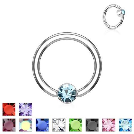 1st. Piercingring I Härdad 316l Kirurgiskt Stål 1,2x8mm Med Cz 10 Aquamarine