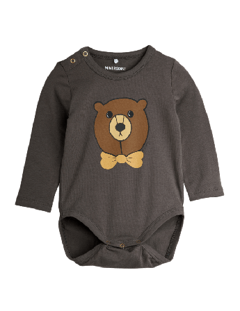 Mini Rodini Bear Långärmad Body Bodies & set Unisex Grå 80/86
