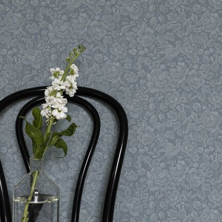 Duro Tapet, Jenny 678-03 Blommor & Blad, L, Blå, Färg & tapeter