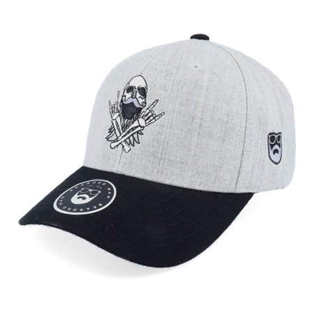 Bearded Man - Grå adjustable Keps - Bearded Rockstar Scull Grey/Black Adjustable @ Hatstore