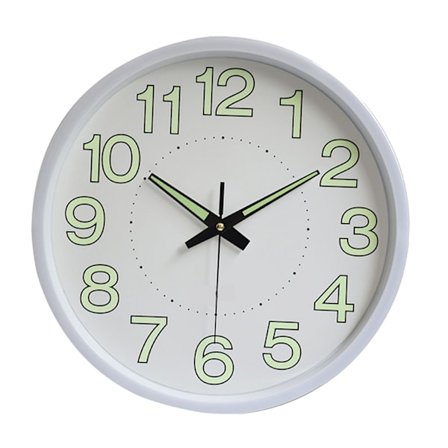 12 tommer Selvlysende Rund Kvarts Væg Ur Minimalistisk Design til Soveværelse Stue Indretning Hvid