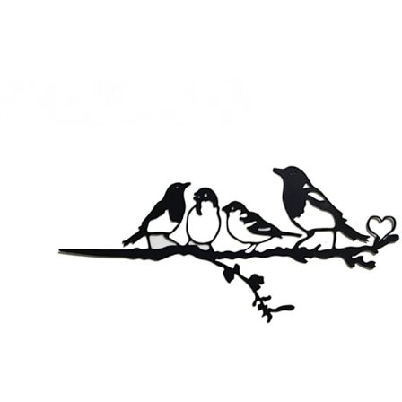 Metalvægdekoration med fugle på gren, metalfugl vægdekoration, blade vægdekoration med fuglesilhuet, have- eller altan dekoration