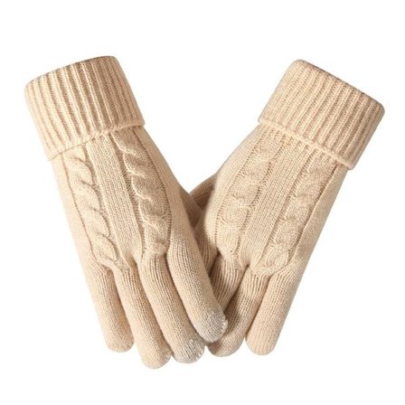 Strikkede handsker til kvinder, cykel-touchscreen handsker, Khaki