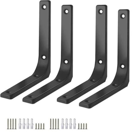 (Musta) Hyllynkannatin - Määrittelemätön - 4 kpl - Metalli - Musta - 150mm x 125mm