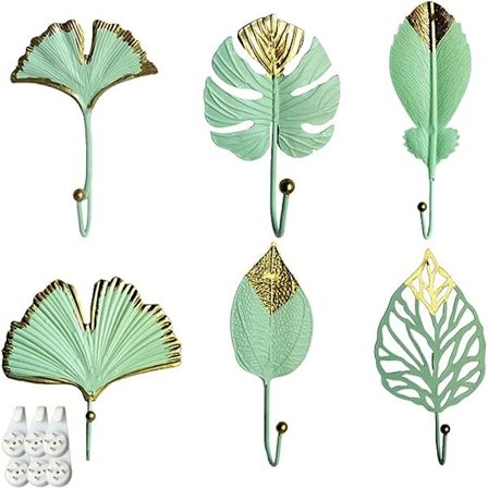 6 Lehden Seinäkoukut, Kultaiset Pyyhekoukut, Vaateripustin Seinäkiinnitys, Vintage Seinäkoukut, Koukut Vaatteiden Ripustamiseen, Seinäkoriste 