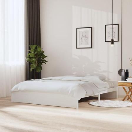 Vidaxl Sängram Vit Massivt Trä 180x200 Cm Vit
