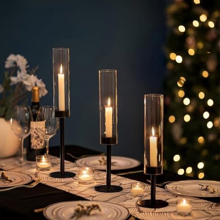 TS Lysestakeholder 3-pakning i jern og glass