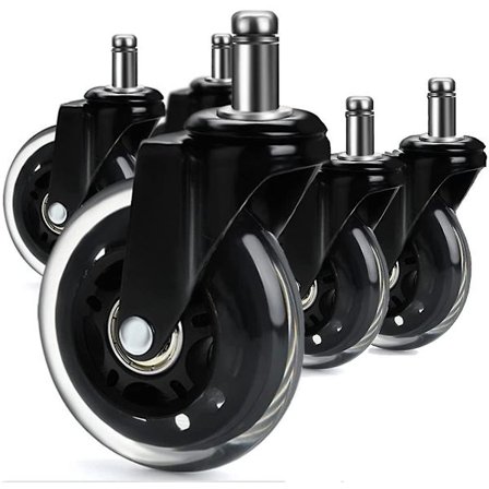 Fong 5-pak kontorstolhjul, kontorstolhjul med 360 graders rotasjon, erstatning for kontorstol, universelle erstatningshjul (75 mm, 10x22 mm)