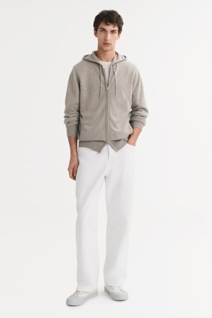 Soft Goat - Men's Zip Hoodie - Kapuzenpullover aus Kaschmir - L - Greige