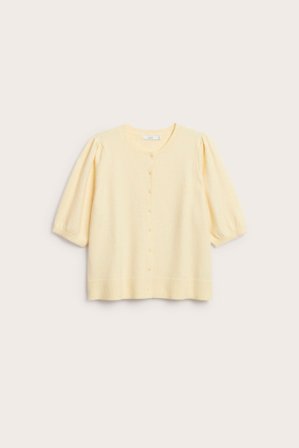 Kappahl | Kortermet cardigan med puffermer Lysegul 3XL | Lysegul