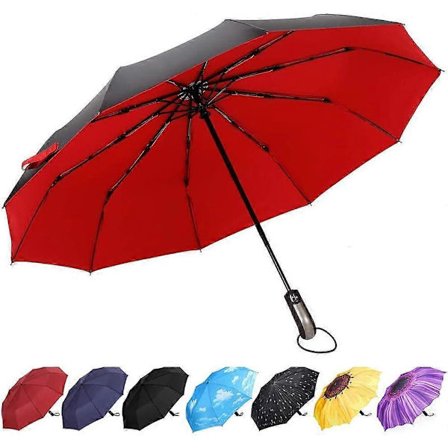 Kompakti sateenvarjo - matkasateenvarjo, nopea kuivuminen, tuulenpitävä vahvistettu runko, automaattinen avaus ja sulkeminen, kaksoiskatos, kevyt 10-