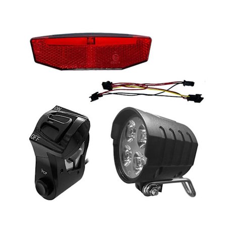 3 i 1 sæt 36v/48v/52v/60v E-cykel lygtesæt forlygte og baglygte med horn