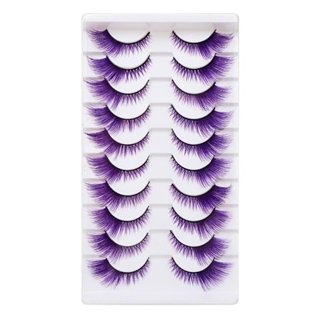 10 par fargede vipper Cat Eye øyevipper LILLA