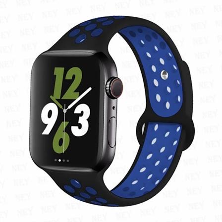 Sportrem for Apple Watch Band 45 mm 49 mm 44 mm 40 mm 41 mm 42 mm Silikonarmbånd correa iWatch Ultra 2 Series 9 8 SE 7 6 5 4 3 Svart-blå 19 Black-blue