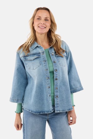 JENSEN - Denim Jakke - Lys Blå - Med Brystlommer