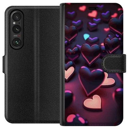 Kompatibelt Lommeboketui til Sony Sony Xperia 1 V Midnattshjerter