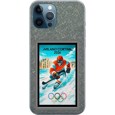 Kompatibel Mobilcover til Apple iPhone 12 Pro Curling illustration med spillere og sten på isen, Milano Cortina 2026, snedækkede stænk og olympiske