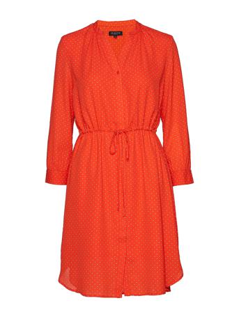 Slfdamina 7/8 Aop Dress B Polvipituinen Mekko Oranssi Selected Femme