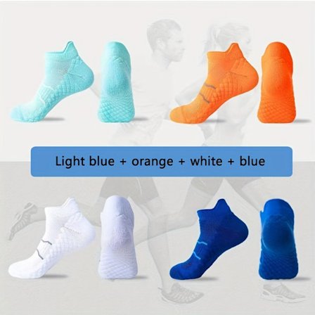 4 paria ammattimaisia maratonjuoksusukkia - paksut pehmustetut iskunvaimennussukat, nopeasti kuivuvat hengittävät kompressiosukat w [DB]