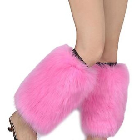 Dame Faux Fur Leg Warmers Støvledeksel Vibrerende Neon Pelskledd Pluss Leggings Deksel (Rosa)