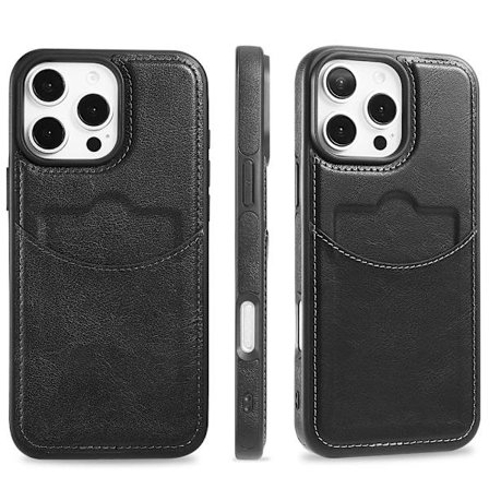 Slimmat Kortfacksskal i Läder kompatibel med Iphone 16 pro max