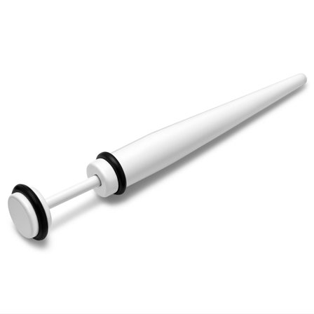 Satago | 6 mm weißer Edelstahl Faux Taper-Ohrring for Men