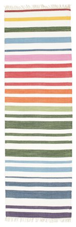 Listrado Pequeno Rainbow Stripe Tapete - Multicor 80X250 Algodão