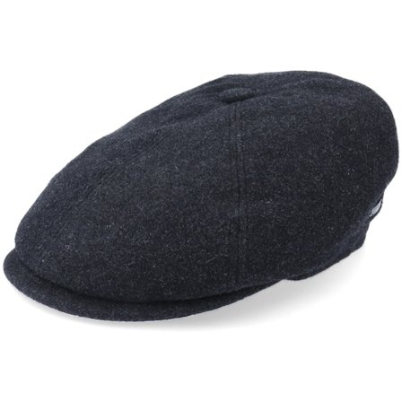 Stetson - Black flatcap Czapka Z Daszkiem - 6-Panel Cap Wool/Cashmere Black Flat Cap @ Hatstore