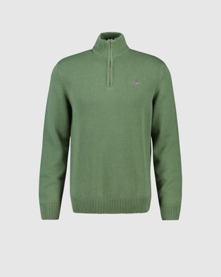 GANT - Bomullsgenser med half-zip til herre kalamata green