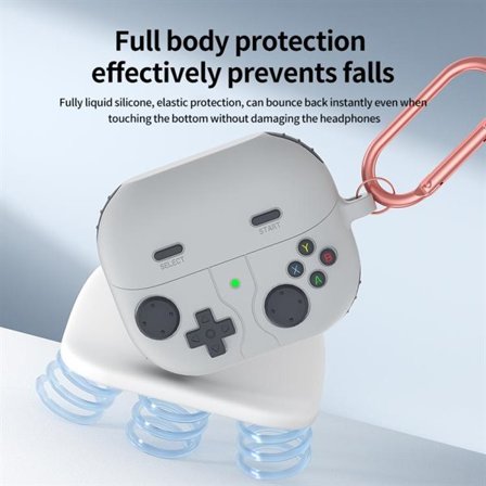 Kotelo Samsung Galaxy Buds3 / Buds3 Pro -kuulokkeille retro-pelikonsolimuotoilulla – harmaa