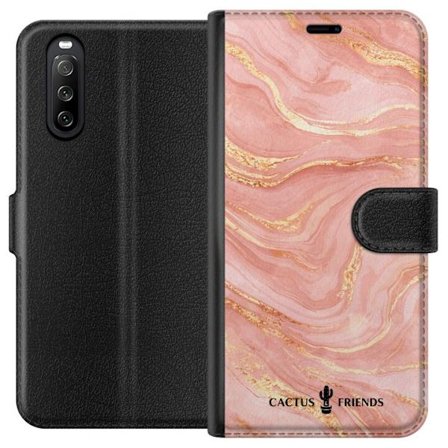 Kompatibel Tegnebogsetui til Sony Sony Xperia 10 III Cactus and Friends – RoseGoldFlow