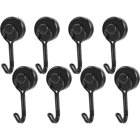 Magnetisk krok, svart roterende magnetisk krok, 8PCS suspensjon Supe
