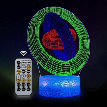 3 i 1 Uppgraderade Abstrakta Ringar 3D Illusion Nattljus för K