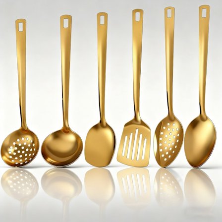 Køkkenredskabssæt 6 Dele, Rustfrit Stål Køkkentilbehør, Tungt Køkkenværktøjssæt, Spatelsæt, Hjemmets Nødvendige Køkkenaccessories