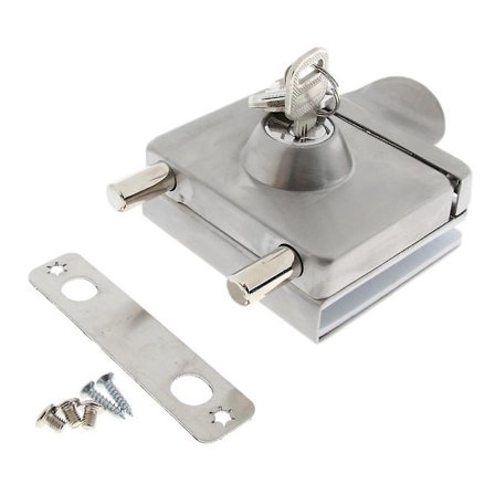 Rustfrit stål glas enkelt dør skydedør lås uden stansning med håndtag EFH