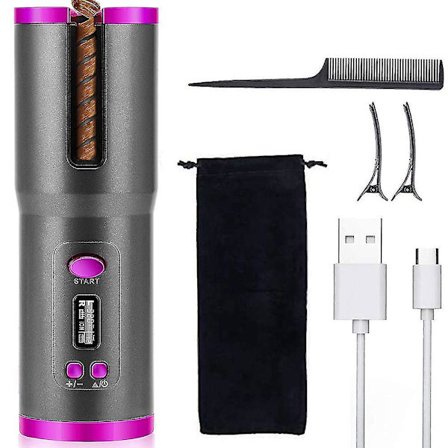 Cordless Auto Curler, Rechargeable Auto Hair Curler With 4 Temperature & Timer Settings, Auto Shut-off Portable Curling Wand For Hair Styling
