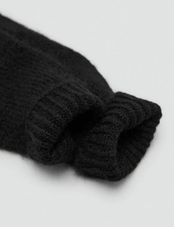 Mango Knitted Gloves - Black - ONE SIZE