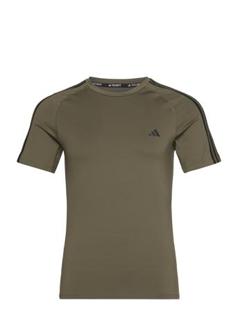 Techfit 3-Stripes Training T-Shirt T-shirts Short-sleeved Grønn Adidas Performance*Betinget Tilbud