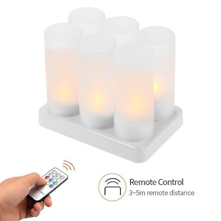 Fargerike LED-lys, USB-oppladbare te-lys, flammefrie telys med fjernkontroll, kompatibel med Valentinsdag-dekor -ES