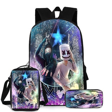 Kids Marshmello Dj 3piece Schoolbag Backpack